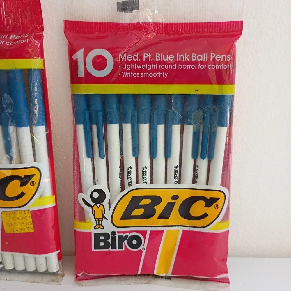 VTG Bic Biro Blue Ink Medium Point Ball Pens 2 Pckgs Of 10 Sealed New Old Stock